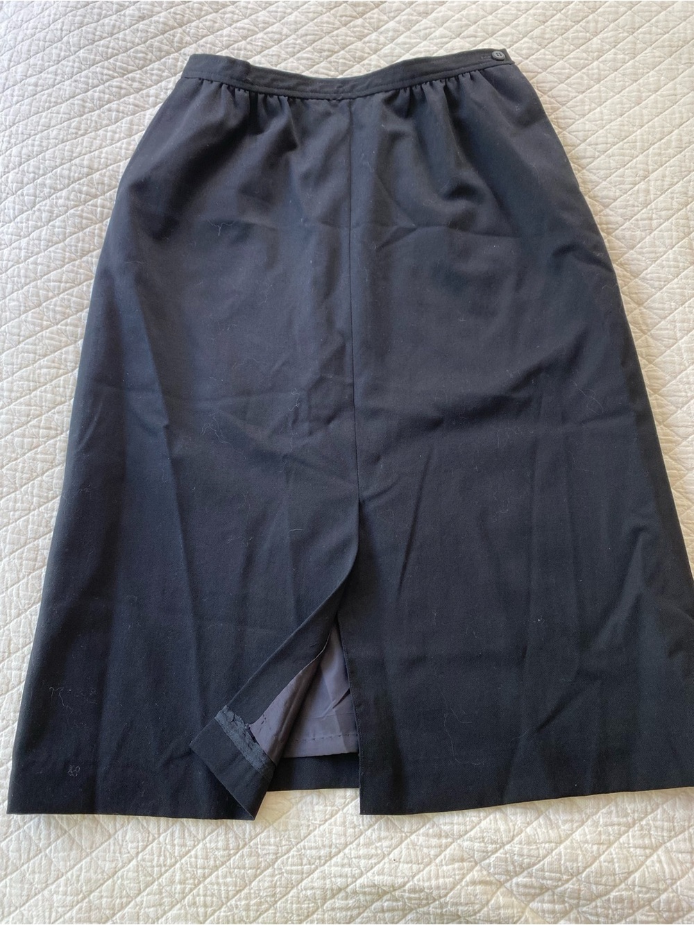 Pendleton 100% Wool Classic Black Midi Skirt Front Slit Preppy Academia Vintage